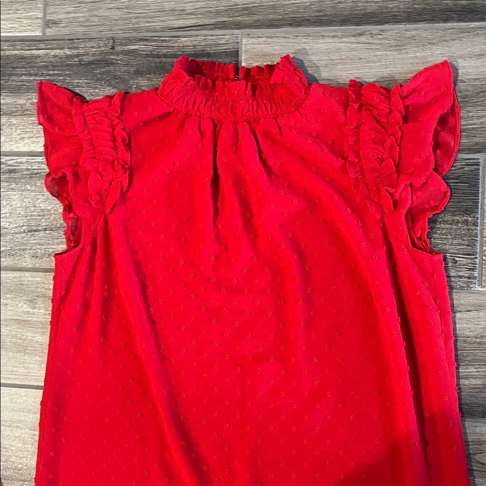CeCe Vibrant Red Ruffle Dress - Picture 3 of 9